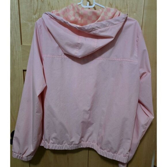 Vans Pink Hooded Windbreaker Jacket With Checkered Lining & Drawstrings Sz M - Picture 6 of 9